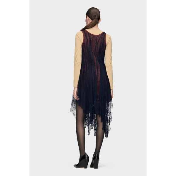 Maison Margiela Lace Midi Dress in Black | Midi Dresses | Coveti