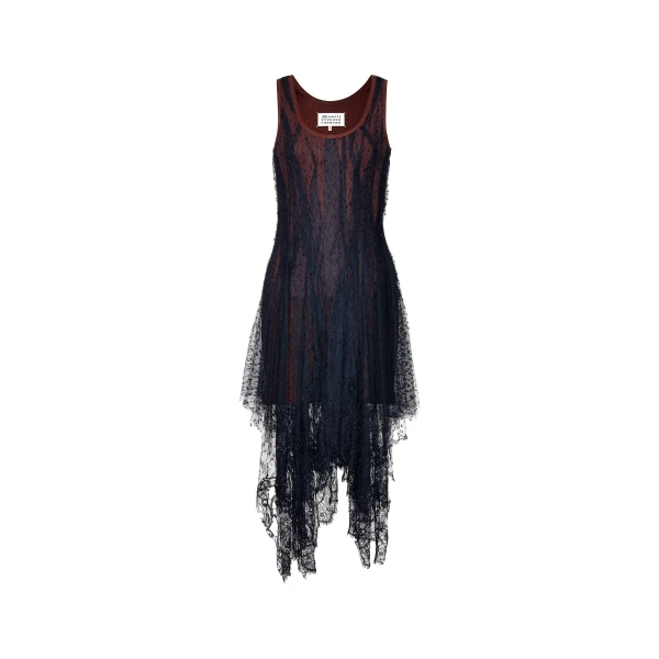 Lace Midi Dress in Black