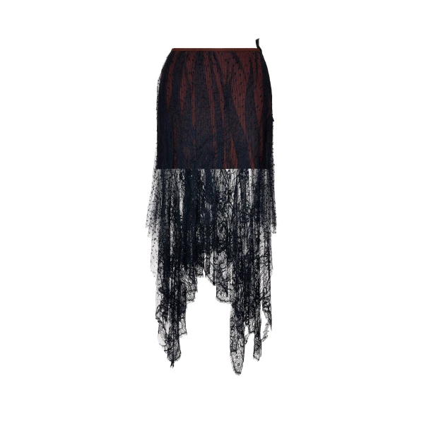 Lace Midi Skirt in Black
