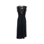 Maison Margiela Lace-Trim Satin Midi Dress in Black | Coveti