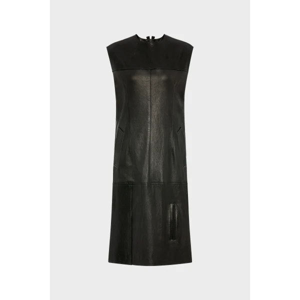 Maison Margiela Leather Midi Dress in Black | Midi Dresses | Coveti