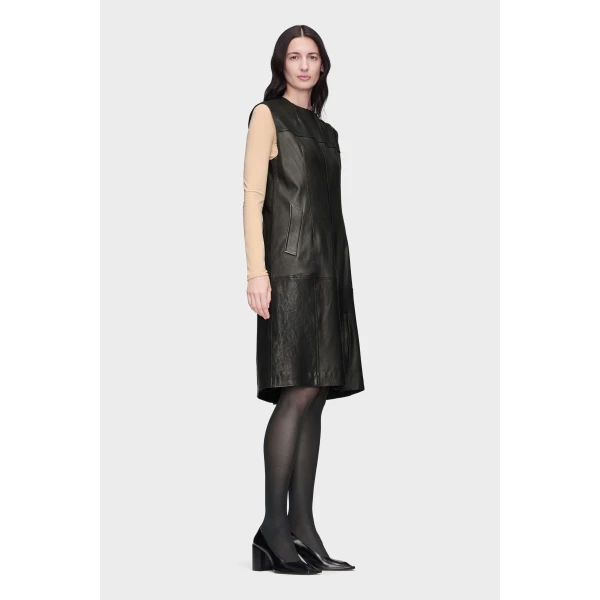 Maison Margiela Leather Midi Dress in Black | Midi Dresses | Coveti