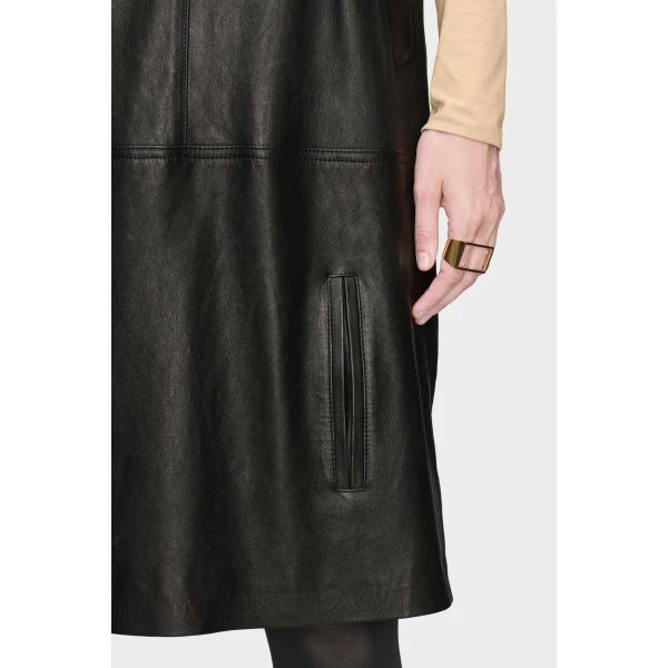 Maison Margiela Leather Midi Dress in Black | Midi Dresses | Coveti
