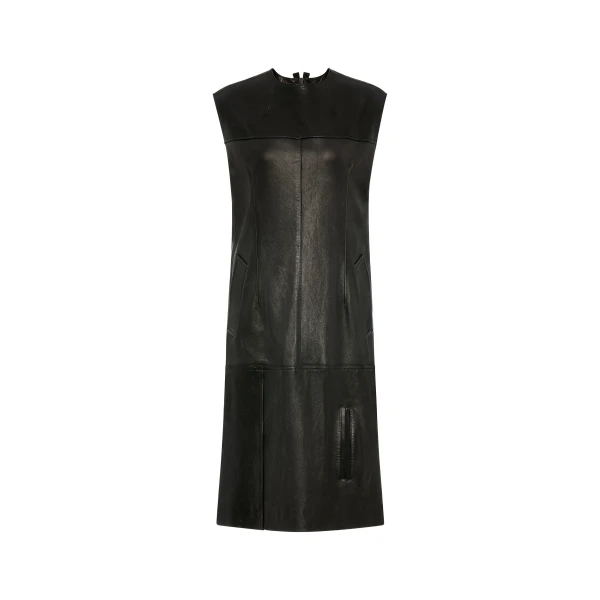 Leather Midi Dress in Black