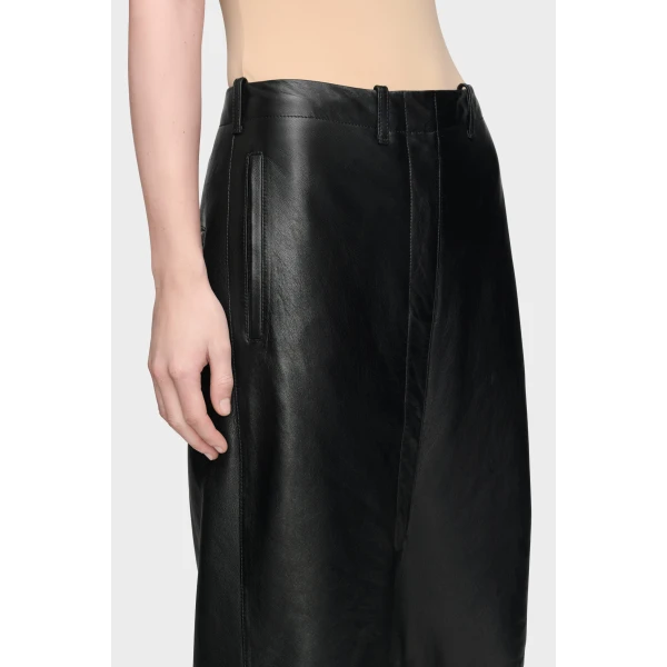 Maison Margiela Leather Trousers in Black | Wide leg pants | Coveti
