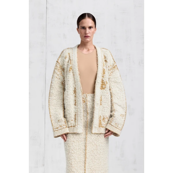 Maison Margiela Lived-In Knit Cardigan in White | Cardigan | Coveti