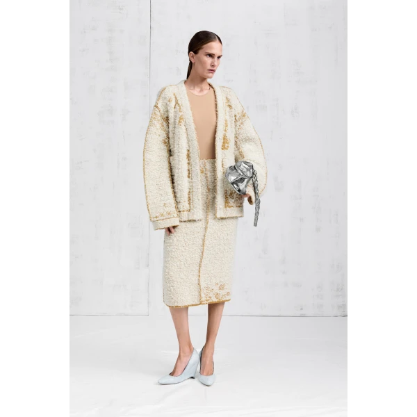 Maison Margiela Lived-In Knit Cardigan in White | Cardigan | Coveti