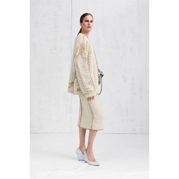 Maison Margiela Lived-In Knit Cardigan in White | Cardigan | Coveti