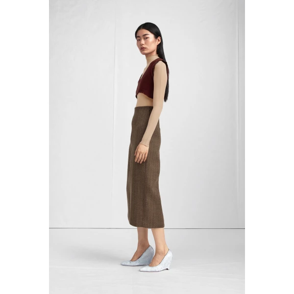 Maison Margiela Lived-In Raw-Edge Knit Vest in Bordeaux | Sweaters | Coveti