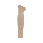 Maison Margiela Metallic Knit Maxi Dress in Pink Beige | Coveti