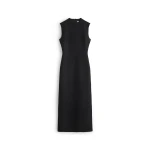 Maison Margiela Mock-Neck Virgin Wool Maxi Dress in Black | Coveti