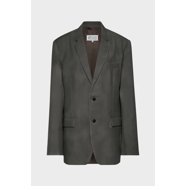 Maison Margiela Mohair Wool Suit Jacket in Dark Taupe | Blazers | Coveti