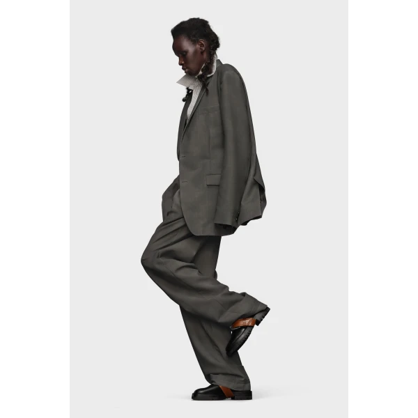 Maison Margiela Mohair Wool Suit Jacket in Dark Taupe | Blazers | Coveti