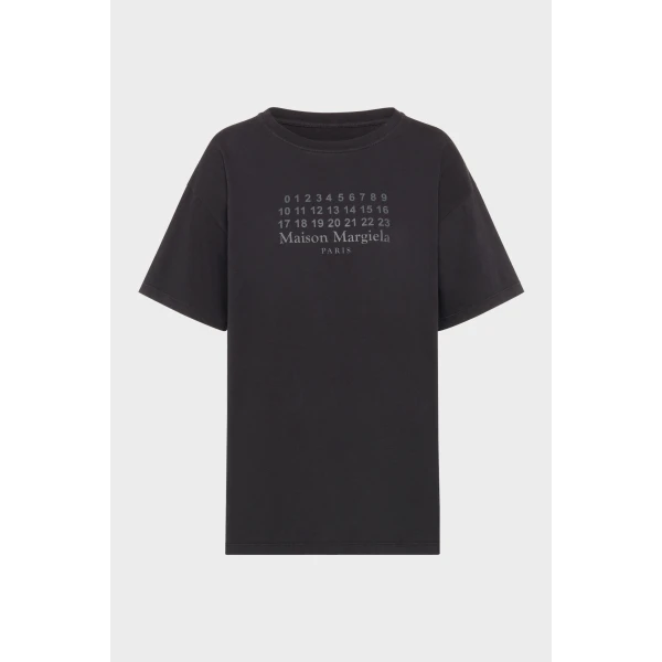 Maison Margiela Numeric Cotton Jersey T-Shirt in Black | T-shirts | Coveti