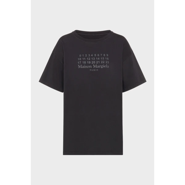 Maison Margiela Numeric Cotton Jersey T-Shirt in Black | T-shirts | Coveti