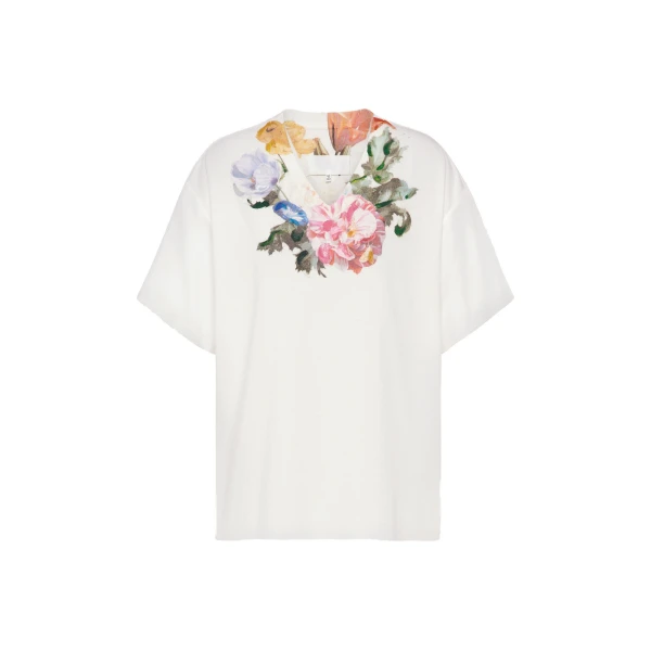 Painted Flower Jersey T-Shirt in White