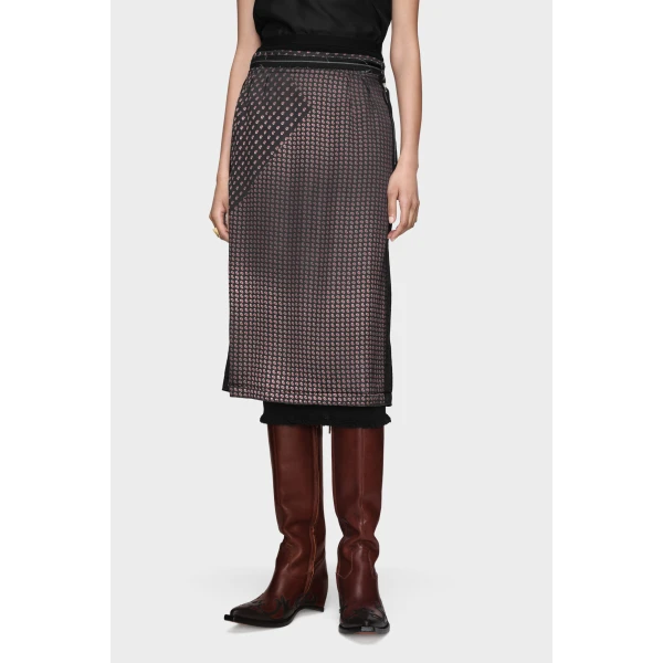 Maison Margiela Paisley Print Midi Skirt in Black | Midi Skirts | Coveti