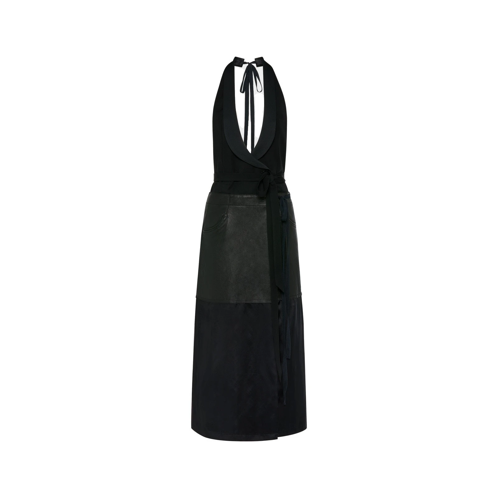 Maison Margiela Patchwork Halterneck Dress in Black Maison Margiela Patchwork Halterneck Dress in Black | Coveti