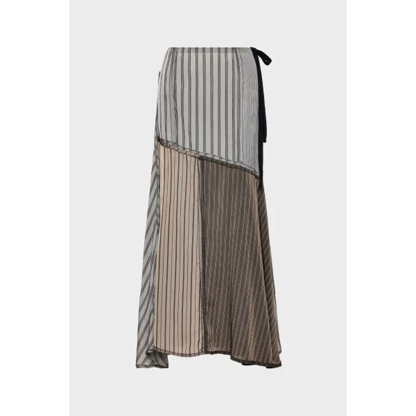 Maison Margiela Patchwork Long Skirt in Brown | Maxi Skirts | Coveti