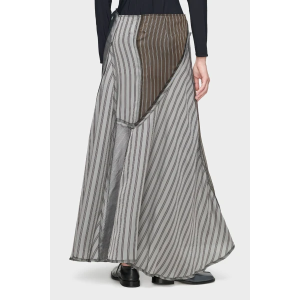 Maison Margiela Patchwork Long Skirt in Brown | Maxi Skirts | Coveti