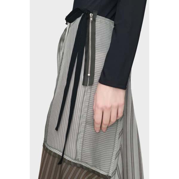 Maison Margiela Patchwork Long Skirt in Brown | Maxi Skirts | Coveti