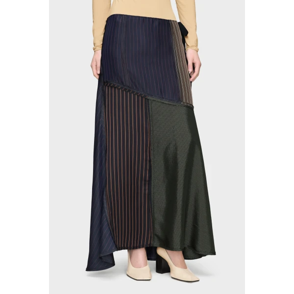 Maison Margiela Patchwork Long Skirt in Mist | Maxi Skirts | Coveti