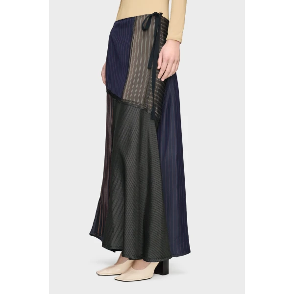 Maison Margiela Patchwork Long Skirt in Mist | Maxi Skirts | Coveti