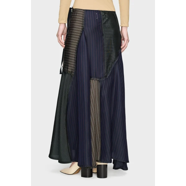 Maison Margiela Patchwork Long Skirt in Mist | Maxi Skirts | Coveti