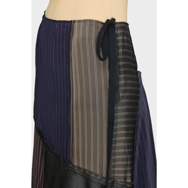 Maison Margiela Patchwork Long Skirt in Mist | Maxi Skirts | Coveti