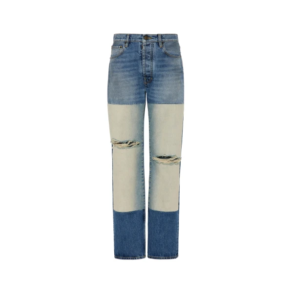 Patchwork Panel Jeans in Blue