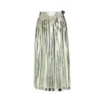 Maison Margiela Pleated Metallic Silk Midi Skirt in Aloe Vera | Coveti
