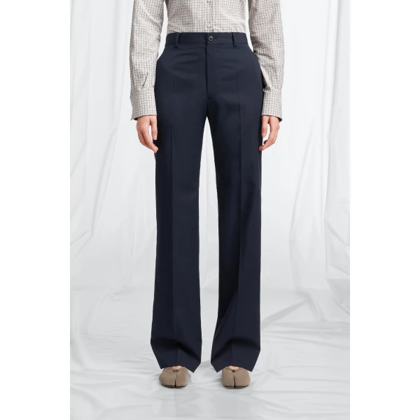 Maison Margiela Pleated Wool Tailored Trousers in Dark Grey | Wide leg pants | Coveti