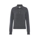 Maison Margiela Polo Knit Top in Dark Grey | Coveti