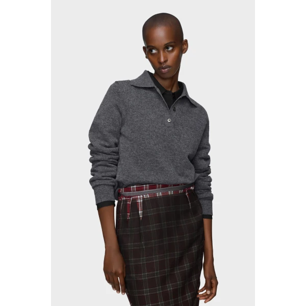 Maison Margiela Polo Knit Top in Dark Grey | Sweaters | Coveti