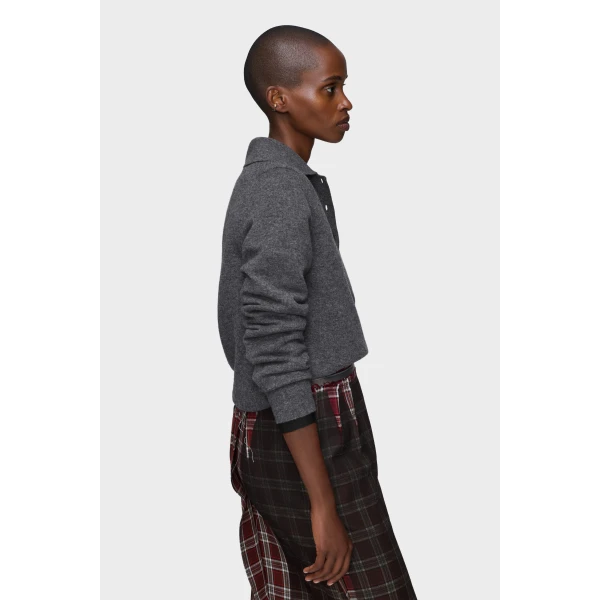 Maison Margiela Polo Knit Top in Dark Grey | Sweaters | Coveti