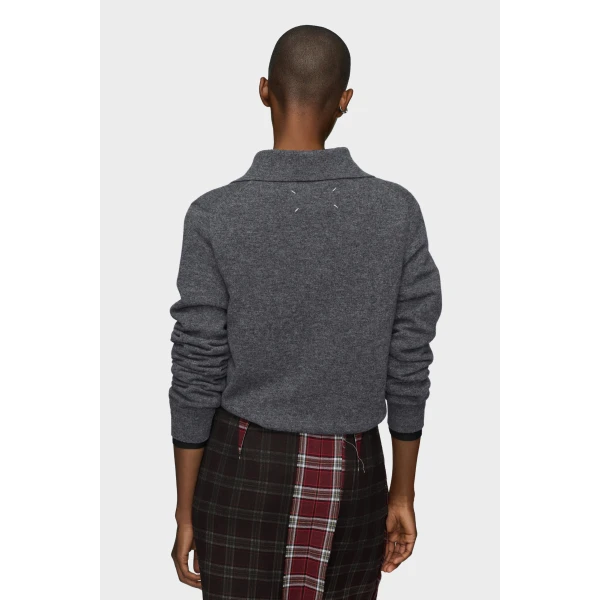 Maison Margiela Polo Knit Top in Dark Grey | Sweaters | Coveti