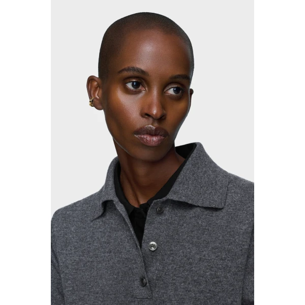 Maison Margiela Polo Knit Top in Dark Grey | Sweaters | Coveti