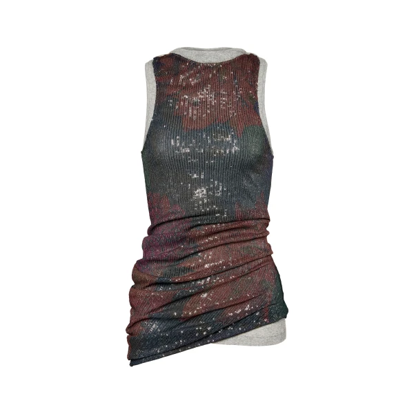 Printed Draped Top in Mist