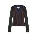 Maison Margiela Printed Long-Sleeve Top in Blue and Black | Coveti