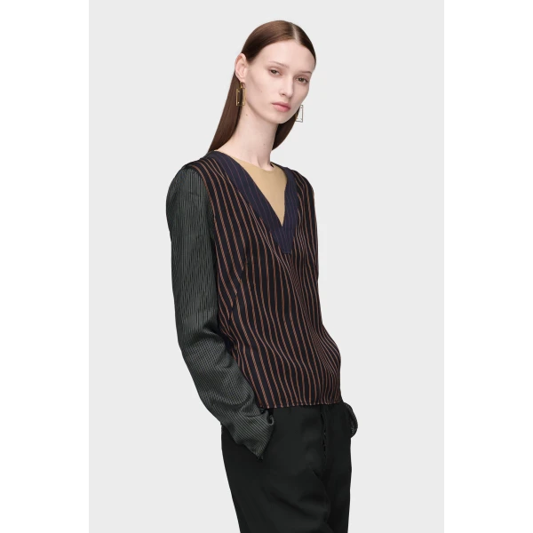 Maison Margiela Printed Long-Sleeve Top in Blue and Black | Long Sleeve | Coveti