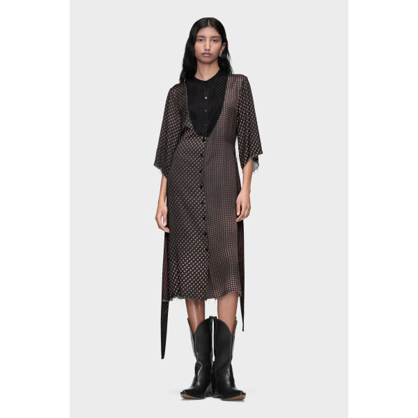 Maison Margiela Printed Midi Shirt Dress in Black | Midi Dresses | Coveti