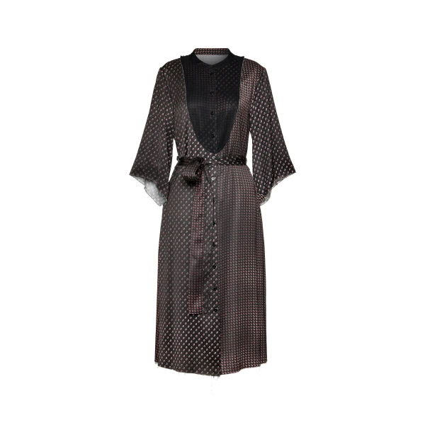 Printed Midi Shirt Dress in Black