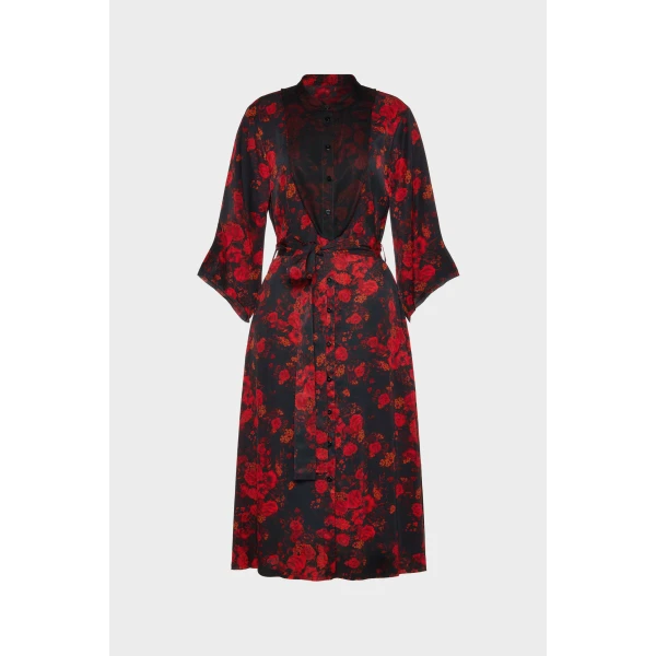 Maison Margiela Printed Midi Shirt Dress in Red | Midi Dresses | Coveti