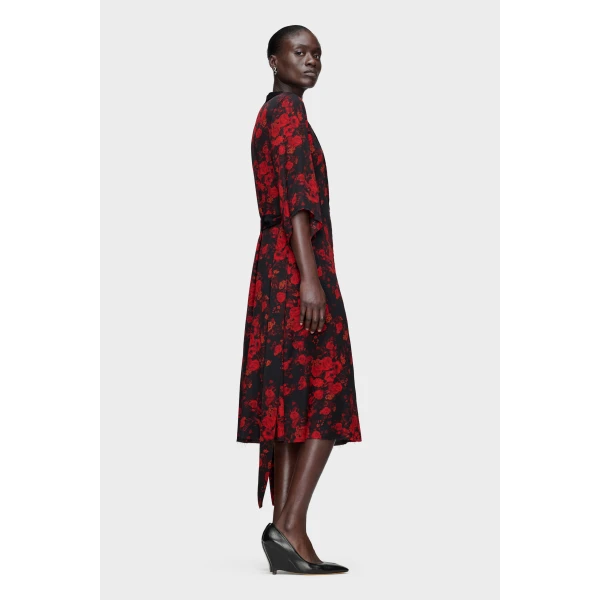 Maison Margiela Printed Midi Shirt Dress in Red | Midi Dresses | Coveti