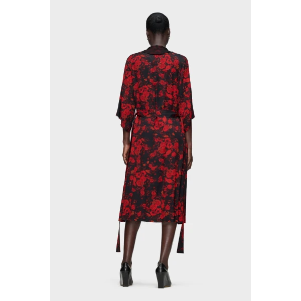 Maison Margiela Printed Midi Shirt Dress in Red | Midi Dresses | Coveti