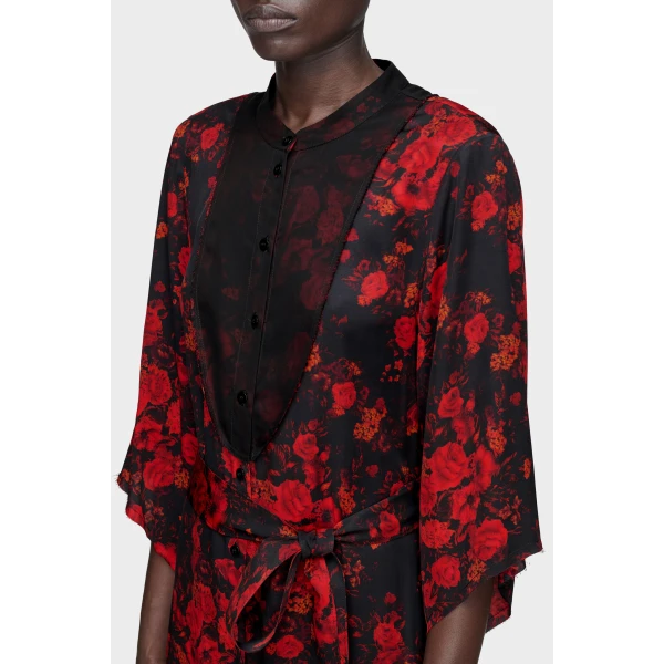 Maison Margiela Printed Midi Shirt Dress in Red | Midi Dresses | Coveti