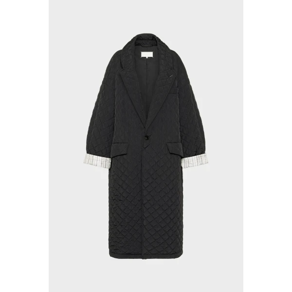 Maison Margiela Quilted Coat in Black | Coats | Coveti