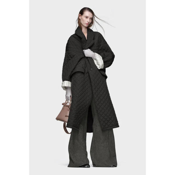 Maison Margiela Quilted Coat in Black | Coats | Coveti