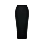 Maison Margiela Ribbed Wool Midi Skirt in Black | Coveti