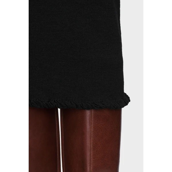 Maison Margiela Ribbed Wool Midi Skirt in Black | Midi Skirts | Coveti